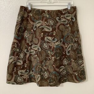 Vintage Y2K Corduroy Western Boho Fairycore Brown Paisley Cotton Fairy Skirt 14